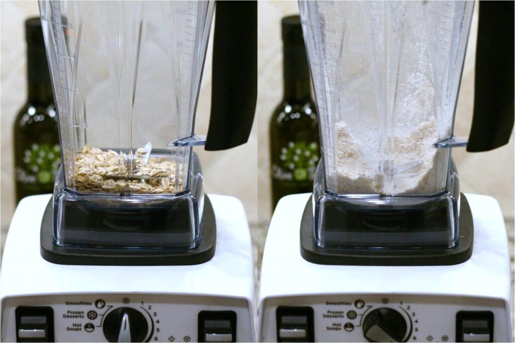 Process rolled oats until fine