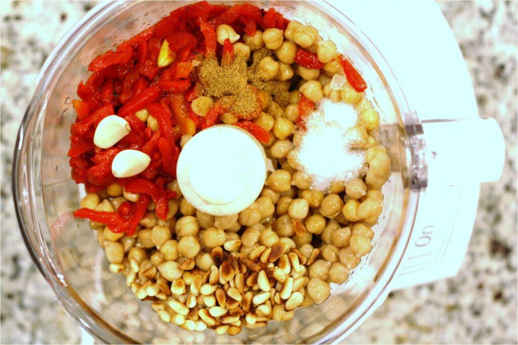 Puree chickpeas and peppers