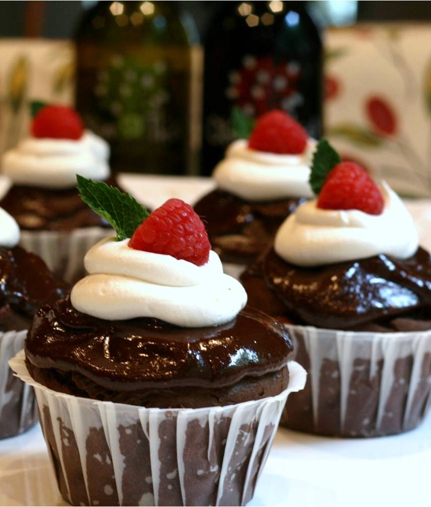 Chocolate Raspberry Cupcakes with Raspberry Balsamic and Chocolate Ganache - Olive This!