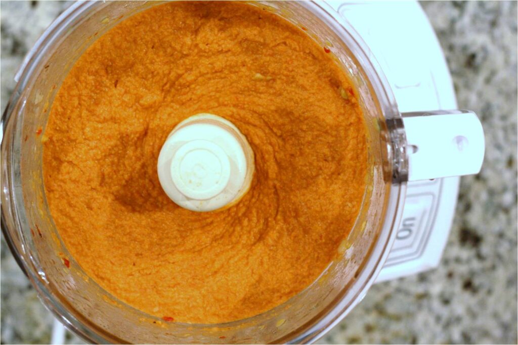 Red Pepper Hummus Pureed