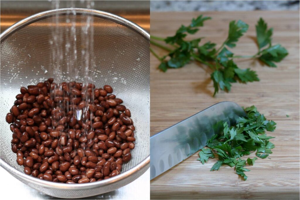 Rinse Black Beans and Chop Parsley