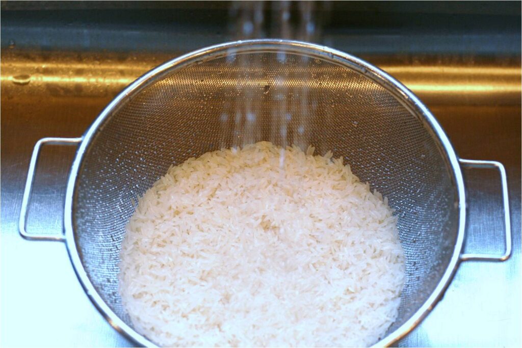 Rinse Rice for Mexican Rice