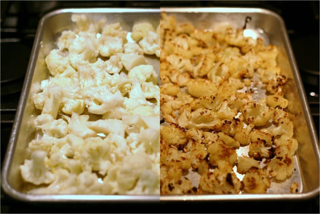 Roast cauliflower for soup with fennel EVOO