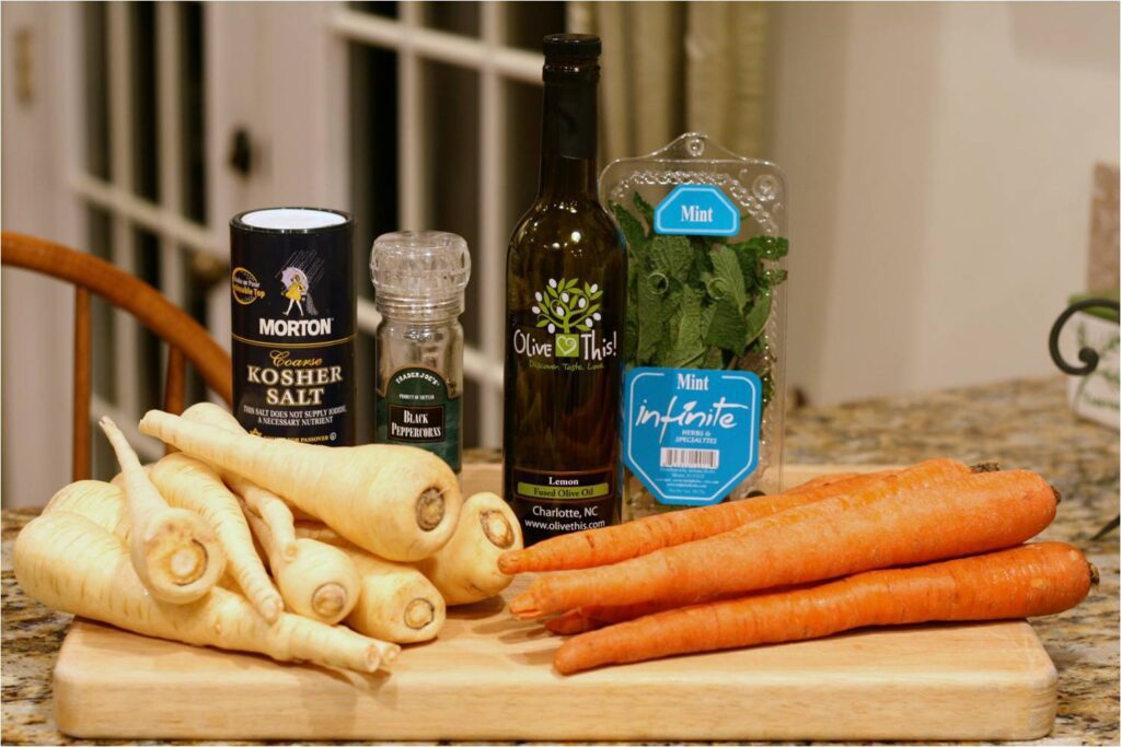 Roasted Carrots and Parsnips with Lemon EVOO and Mint Ingredients