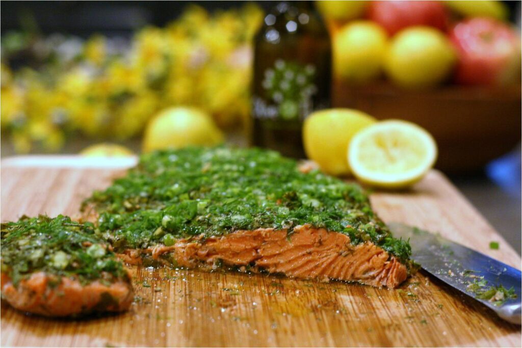 Roasted Salmon with Green Herbs Feature