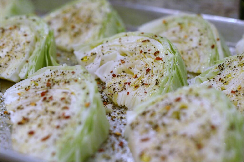 Roasted cabbage before the oven