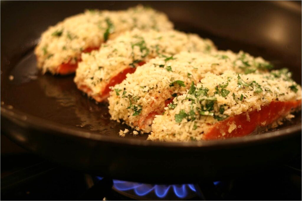 Salmon Cooking in Skillet