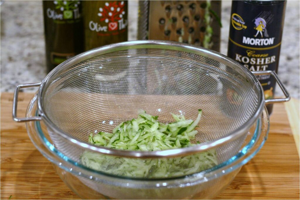 Salt and strain grated cucumber