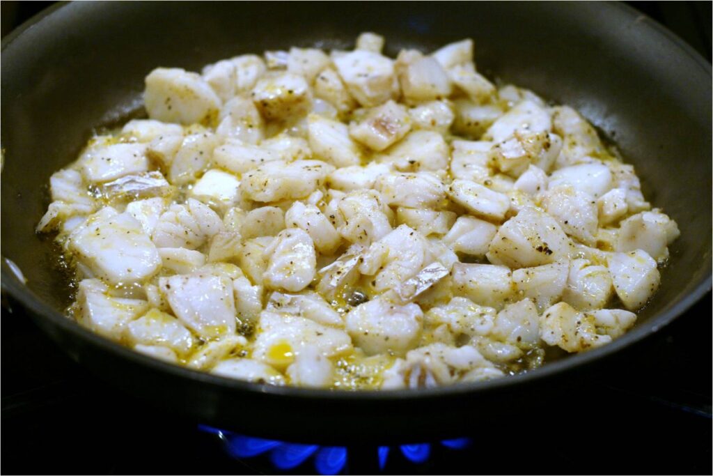 Saute Fish Pieces for Fish Enchiladas