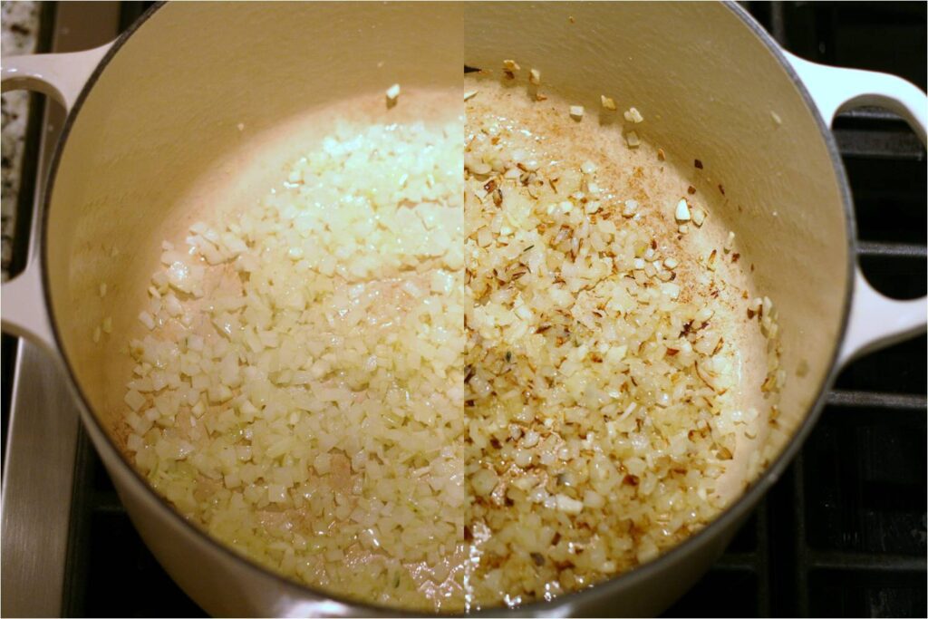 Saute Onions and Garlic for cauliflower soup