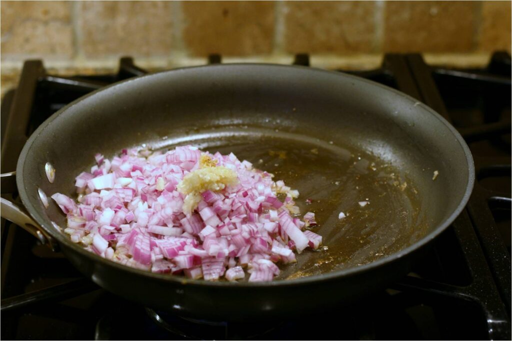 Saute Red Onions for Fish Enchiladas