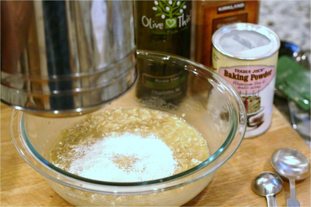 Sift flour for Low-fat Oatmeal Cookies