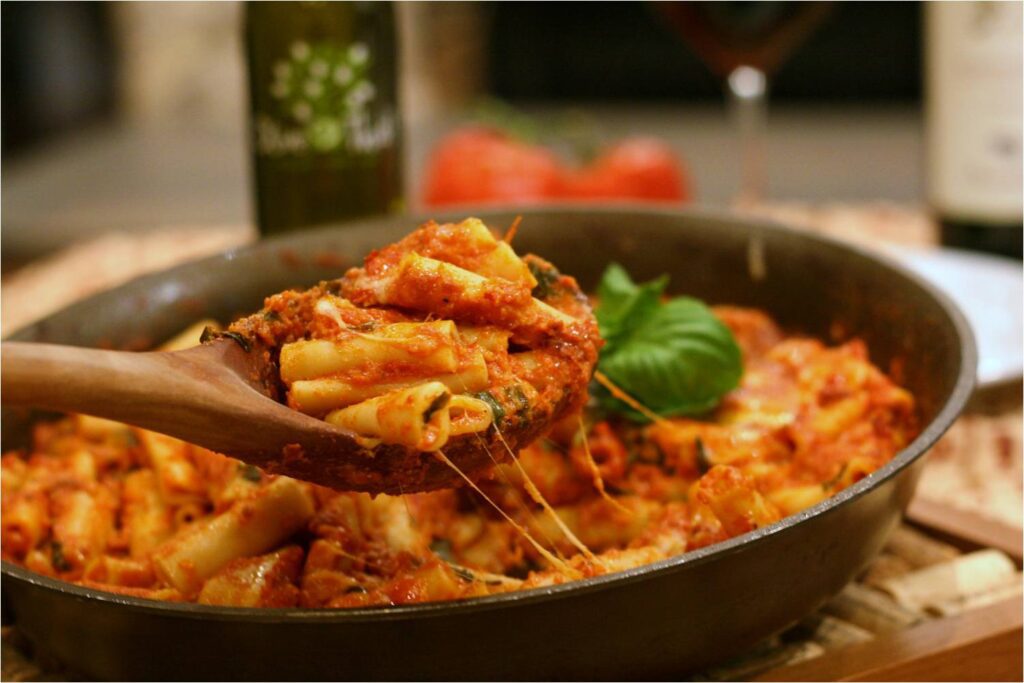 Skillet Baked Ziti with Vodka Cream Sauce Feature