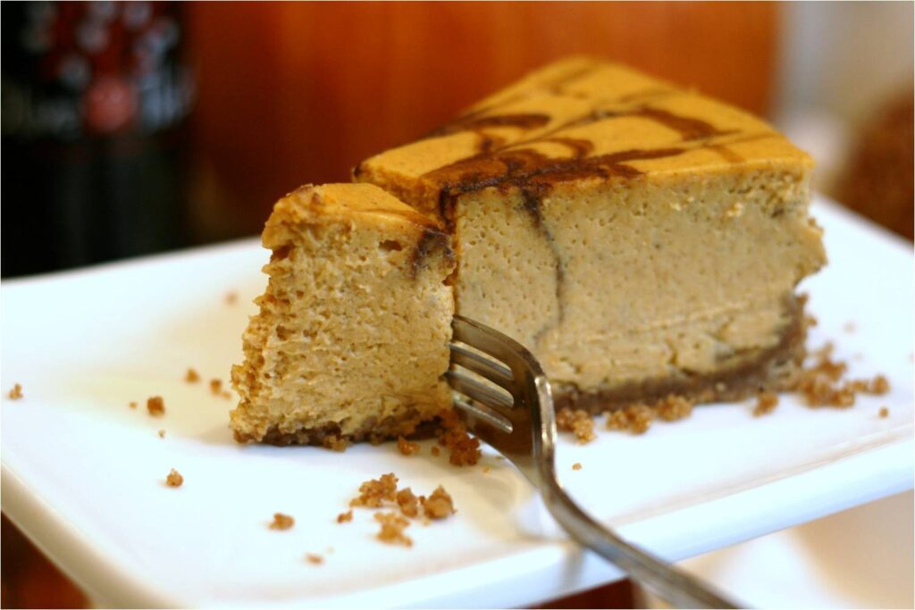 Slice of Spiced Pumpkin Cheesecake