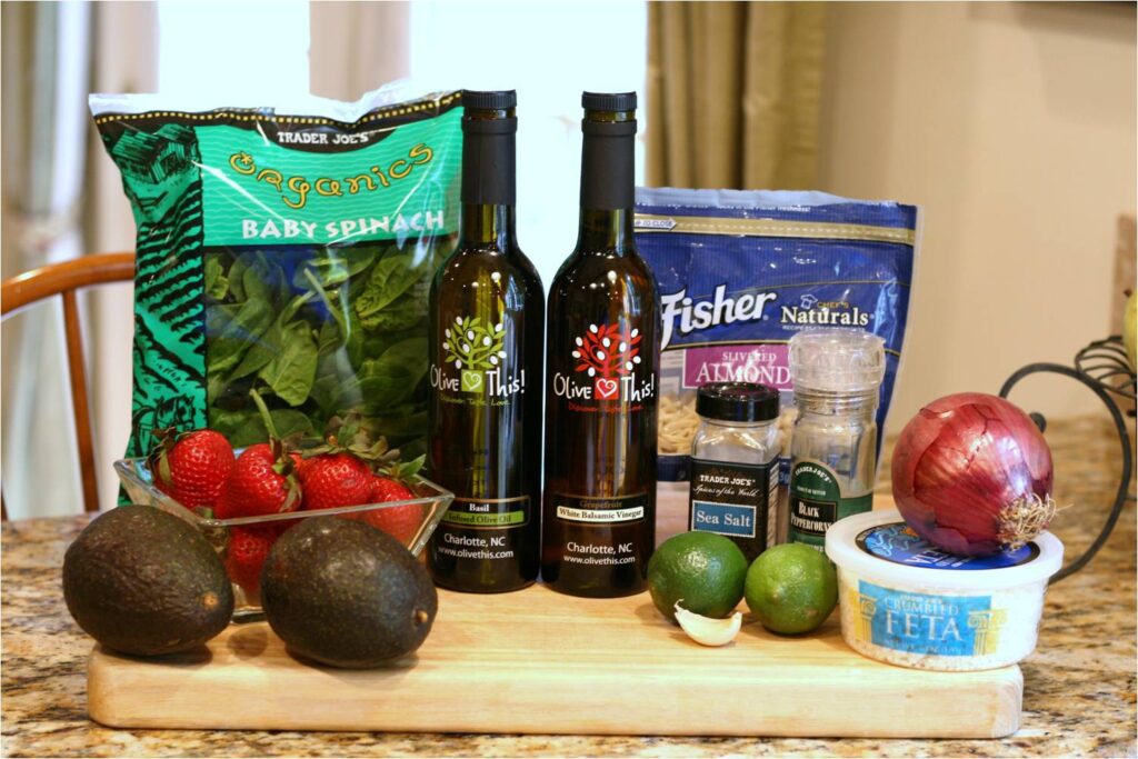 Spinach Avocado Salad with Basil Strawberry Vinaigrette Ingredients