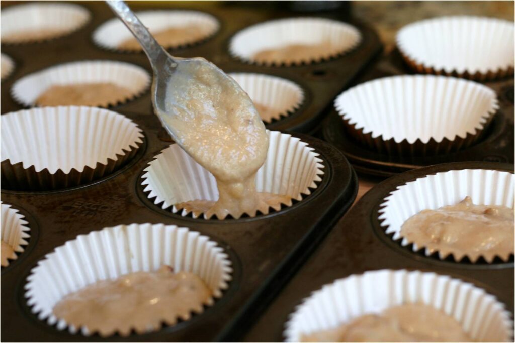 Spoon Banana Walnut Muffine Batter