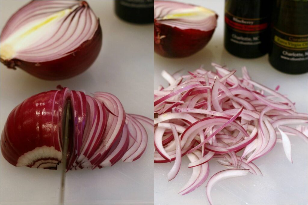 Thinly Slice Red Onion into Slivers