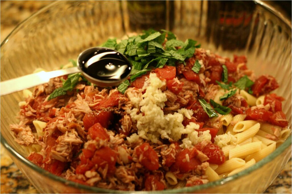 Toss Remaining Tuna Sauce Ingredients with Pasta