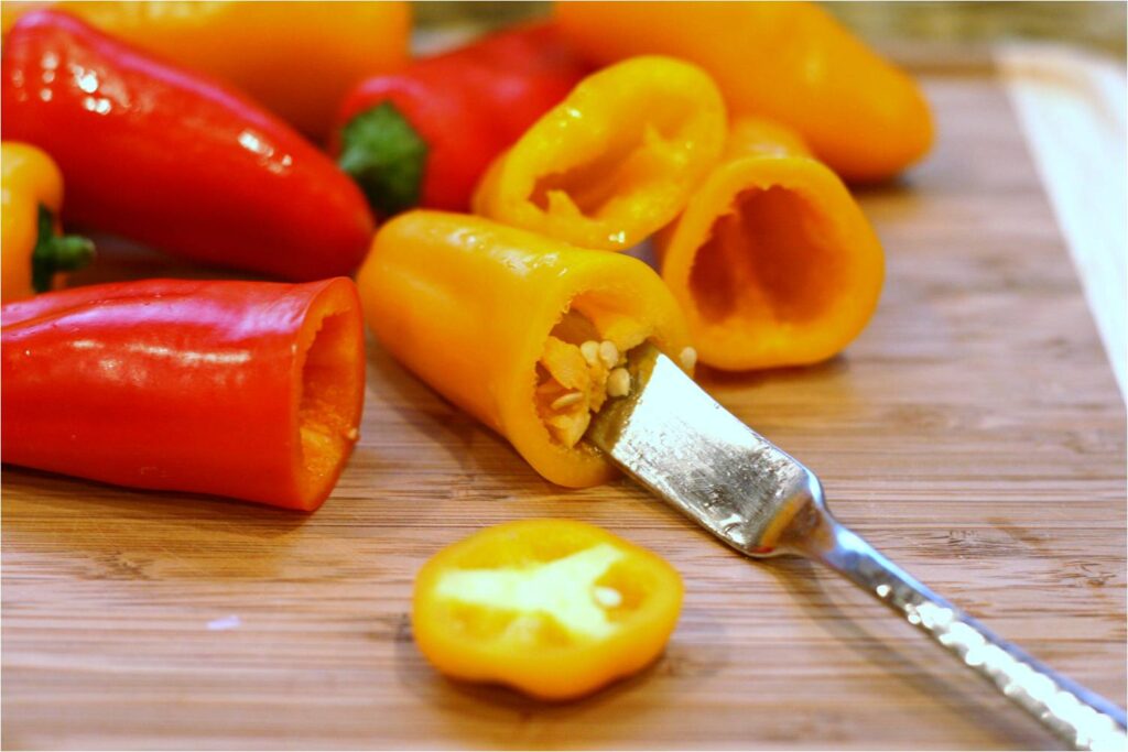 Trim and Clean Out Baby Peppers