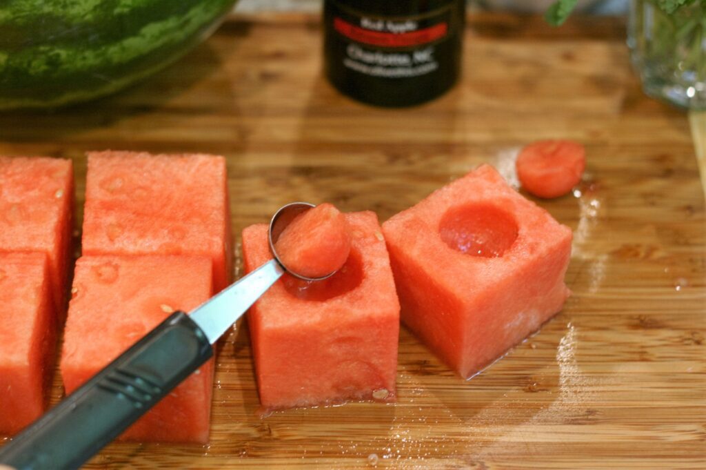 Use melon baller on cubes