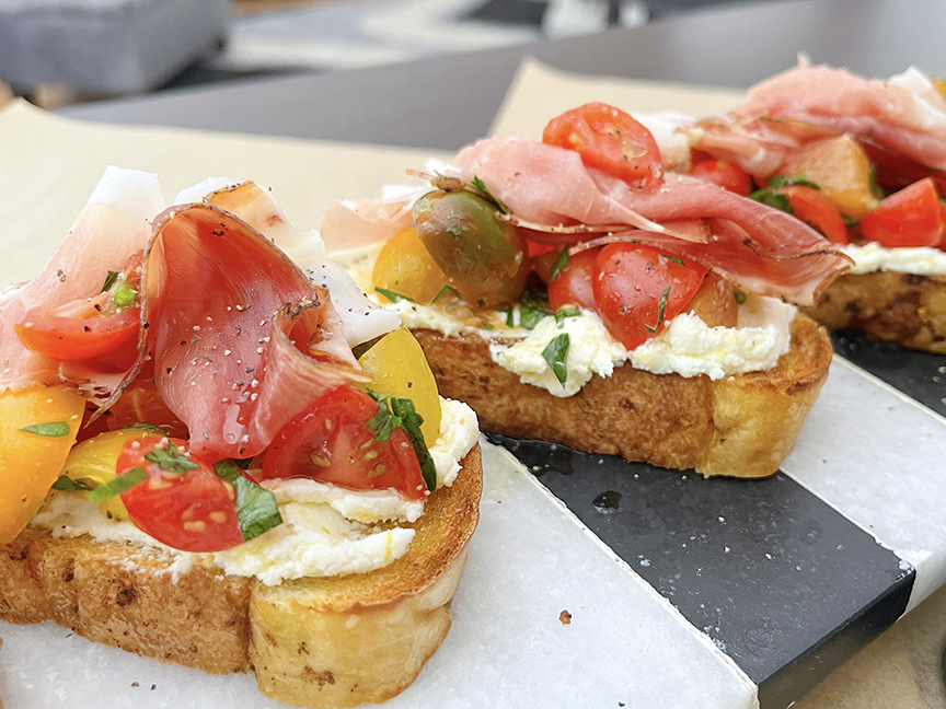 Closeup image of bruschetta